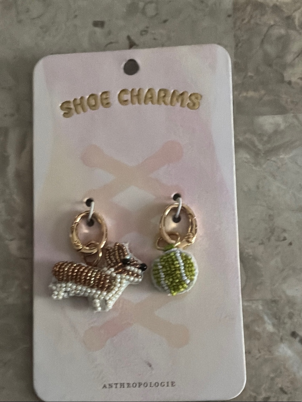 Anthropologie Beaded Corgi & Lime Tennis Ball Shoe Charms